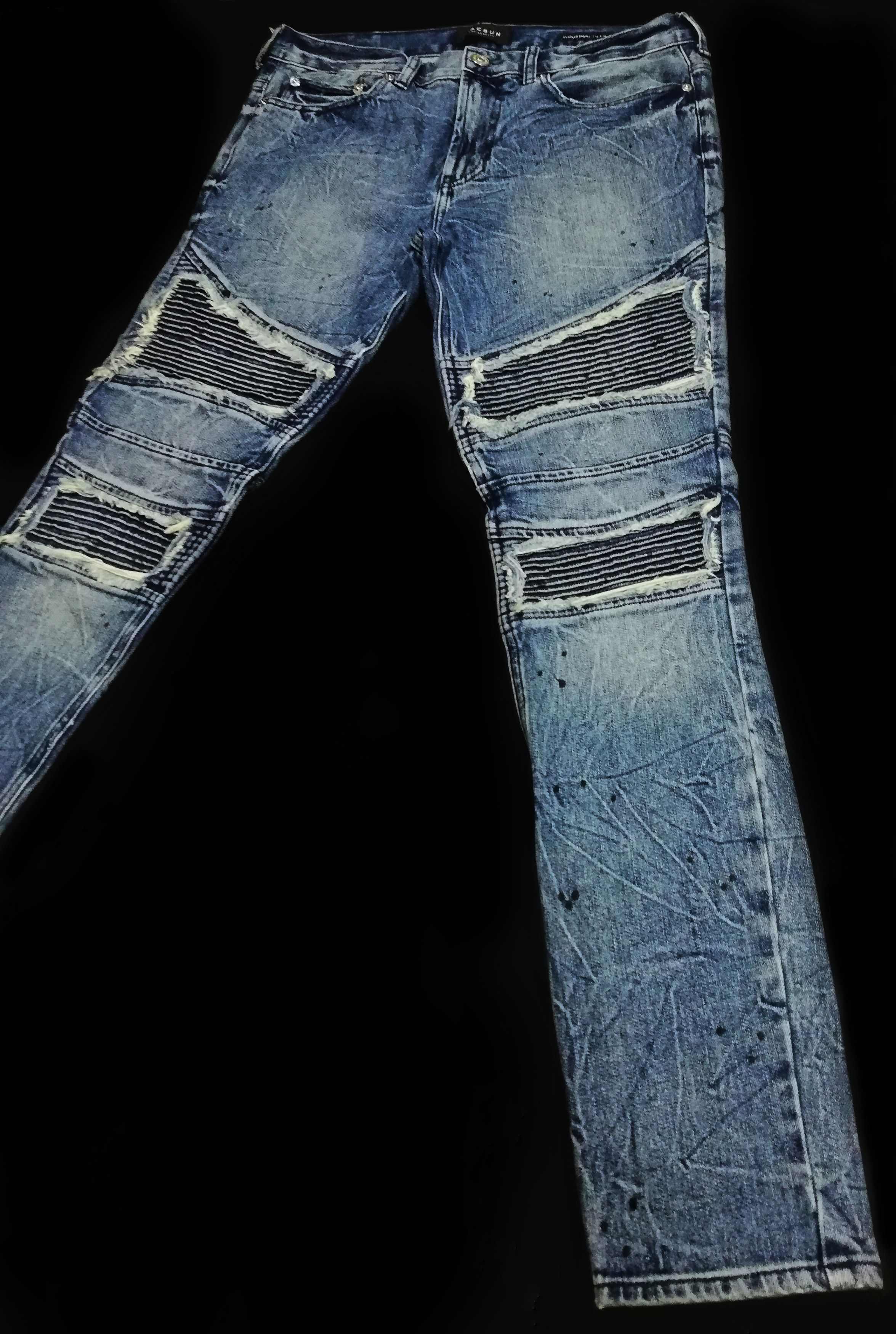 Japanese Brand × Pacsun 🔥DOPE Stacked Skinny Distressed Biker Design Style Balmain Size US 34 / EU 50 - 4 Thumbnail