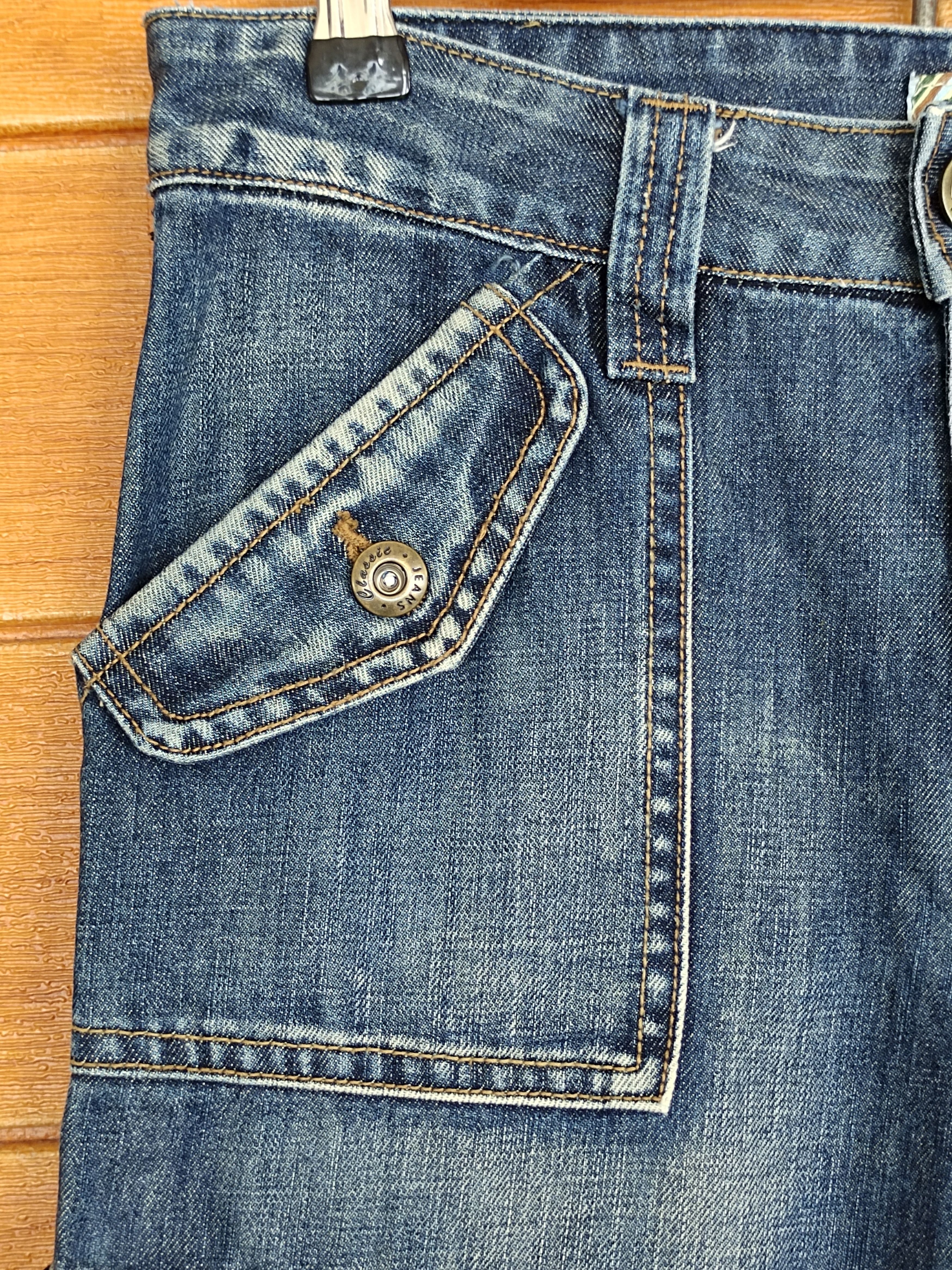 Le Grande Bleu (L.G.B.) Flared Jeans Hard Edge Wide Flared Leg Cargo Denim Jeans Size US 29 - 3 Thumbnail