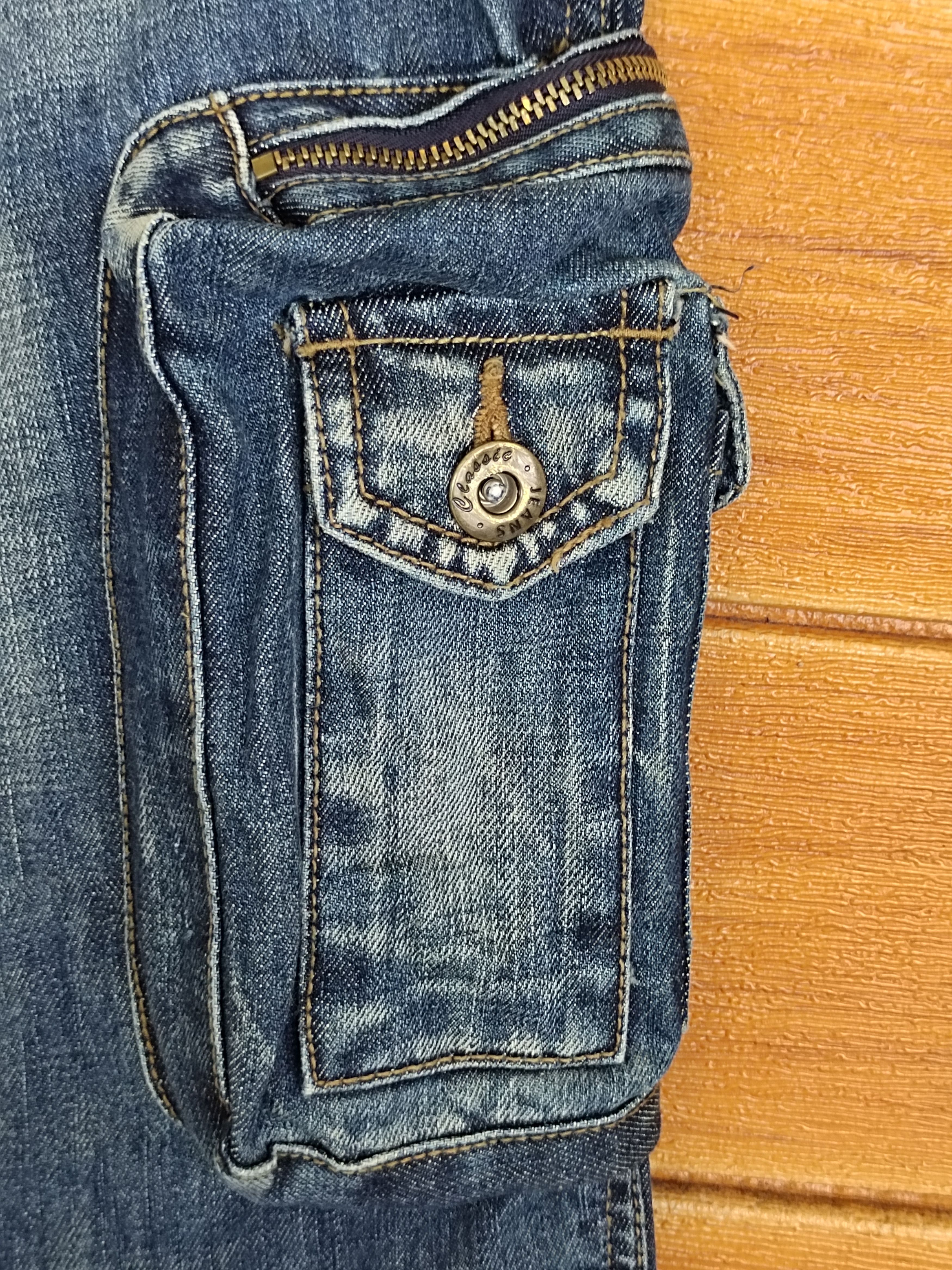 Le Grande Bleu (L.G.B.) Flared Jeans Hard Edge Wide Flared Leg Cargo Denim Jeans Size US 29 - 12 Thumbnail