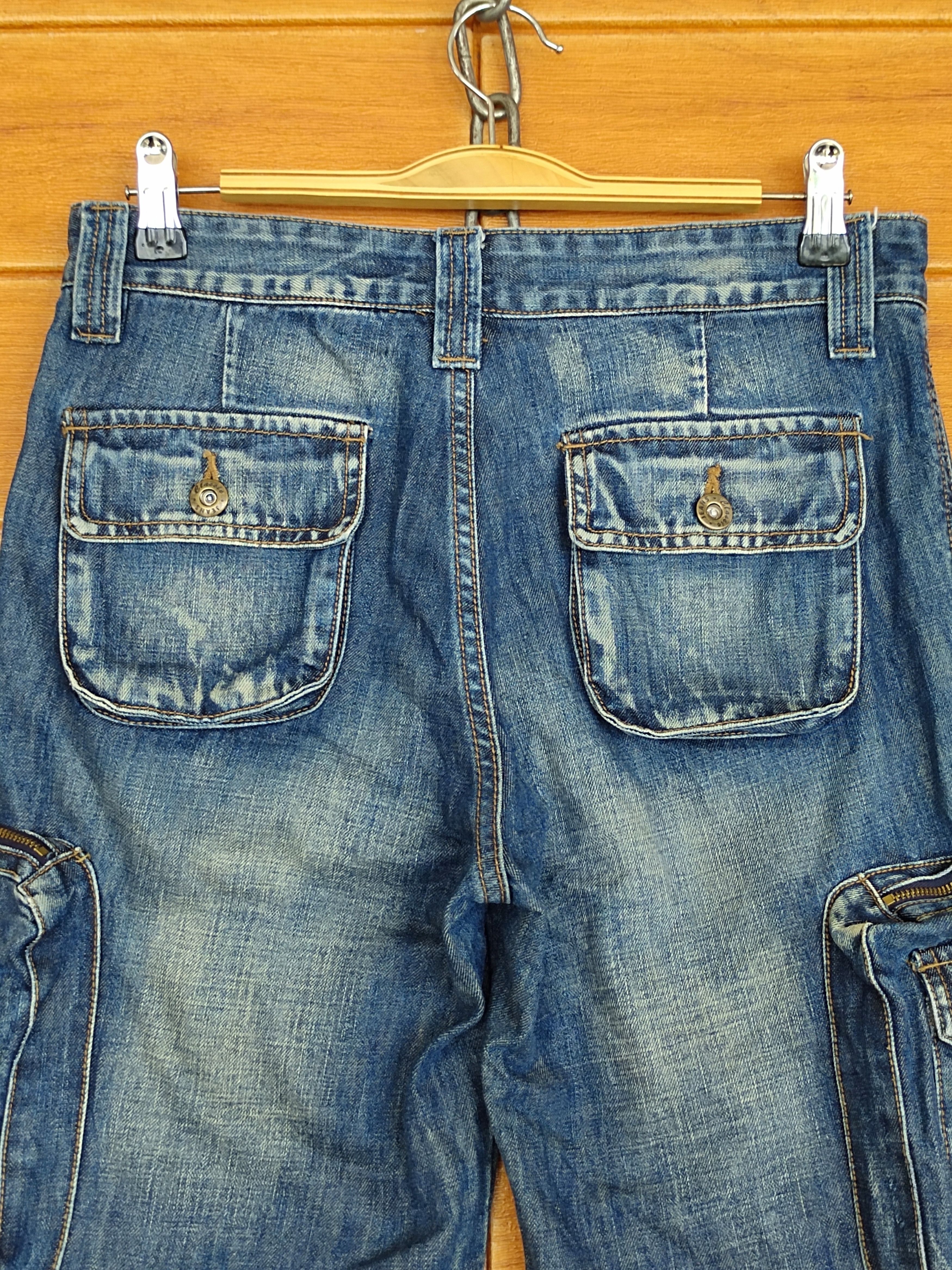 Le Grande Bleu (L.G.B.) Flared Jeans Hard Edge Wide Flared Leg Cargo Denim Jeans Size US 29 - 11 Thumbnail