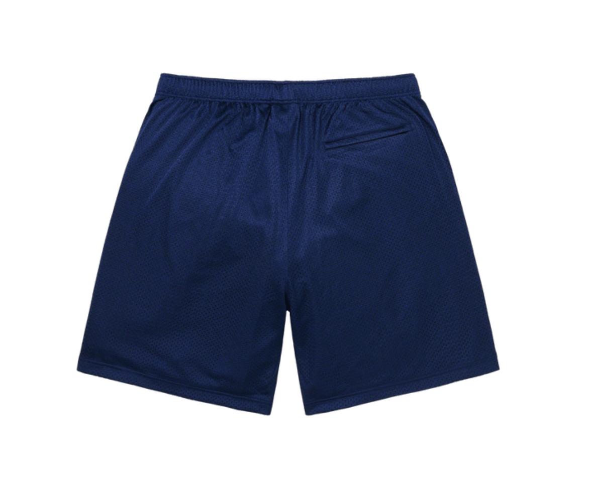 Supreme Small Box Baggy Mesh Shorts Navy • L