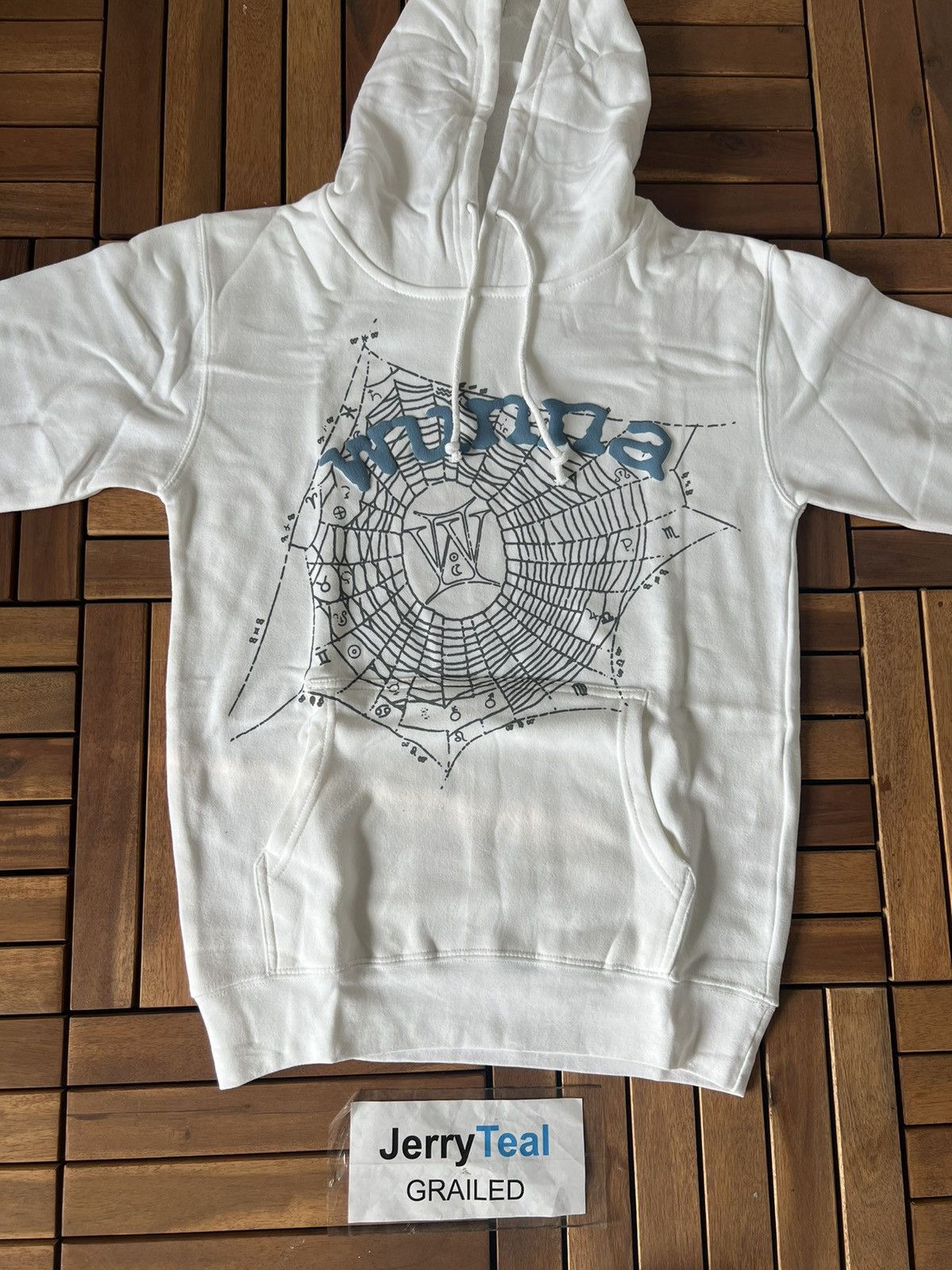 Spider Worldwide Sp5der White rhinestone hoodie spider