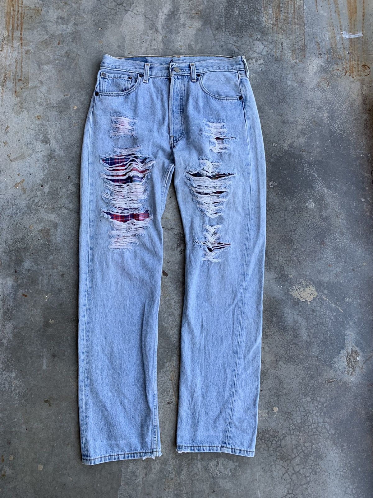 Japanese Brand × Vintage Vintage Distressed Patchwork Kurt Cobain Style Denim Pant Size US 31 - 1 Thumbnail