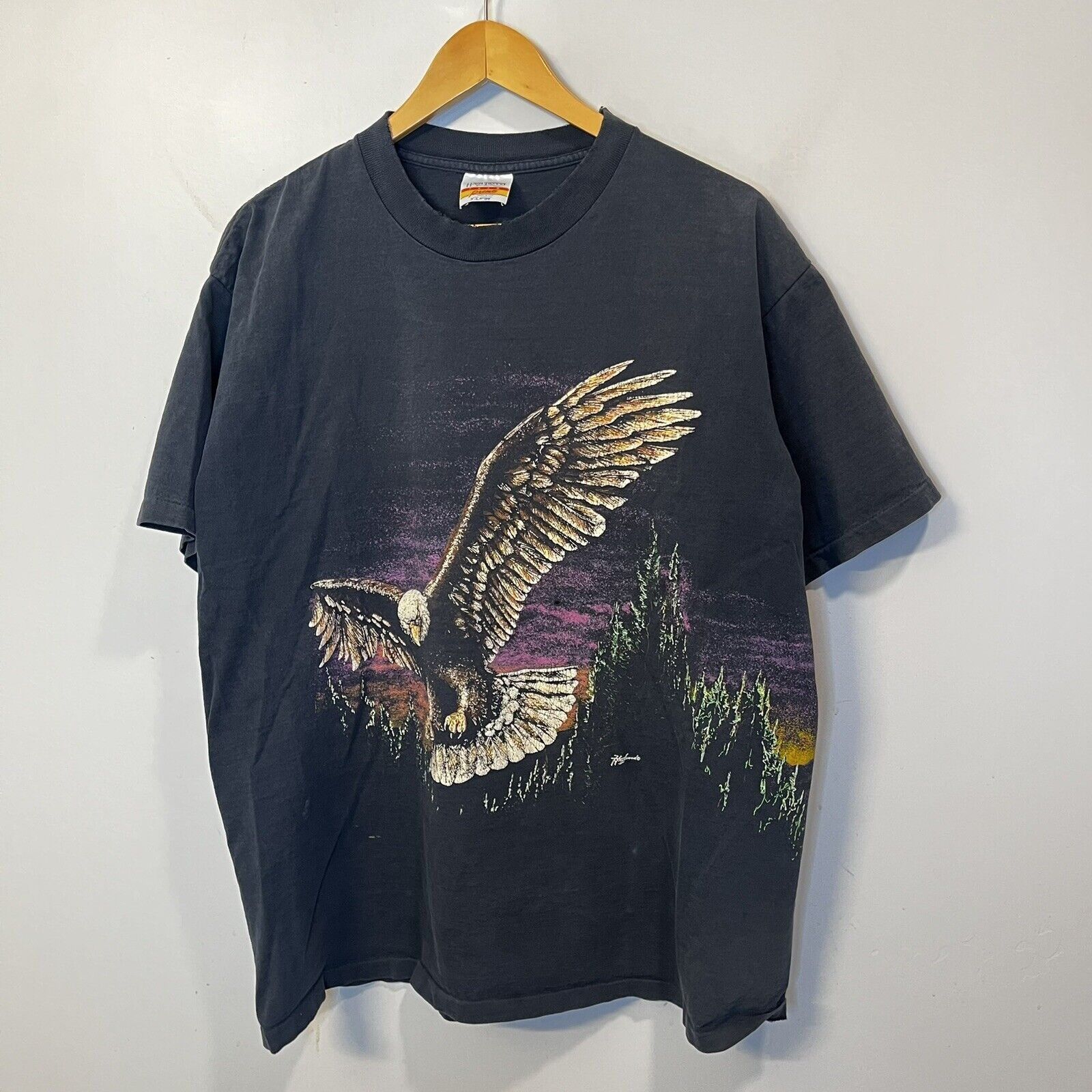 Vintage VINTAGE Eagle T-shirt XL Black 90s Single Stitch | Grailed