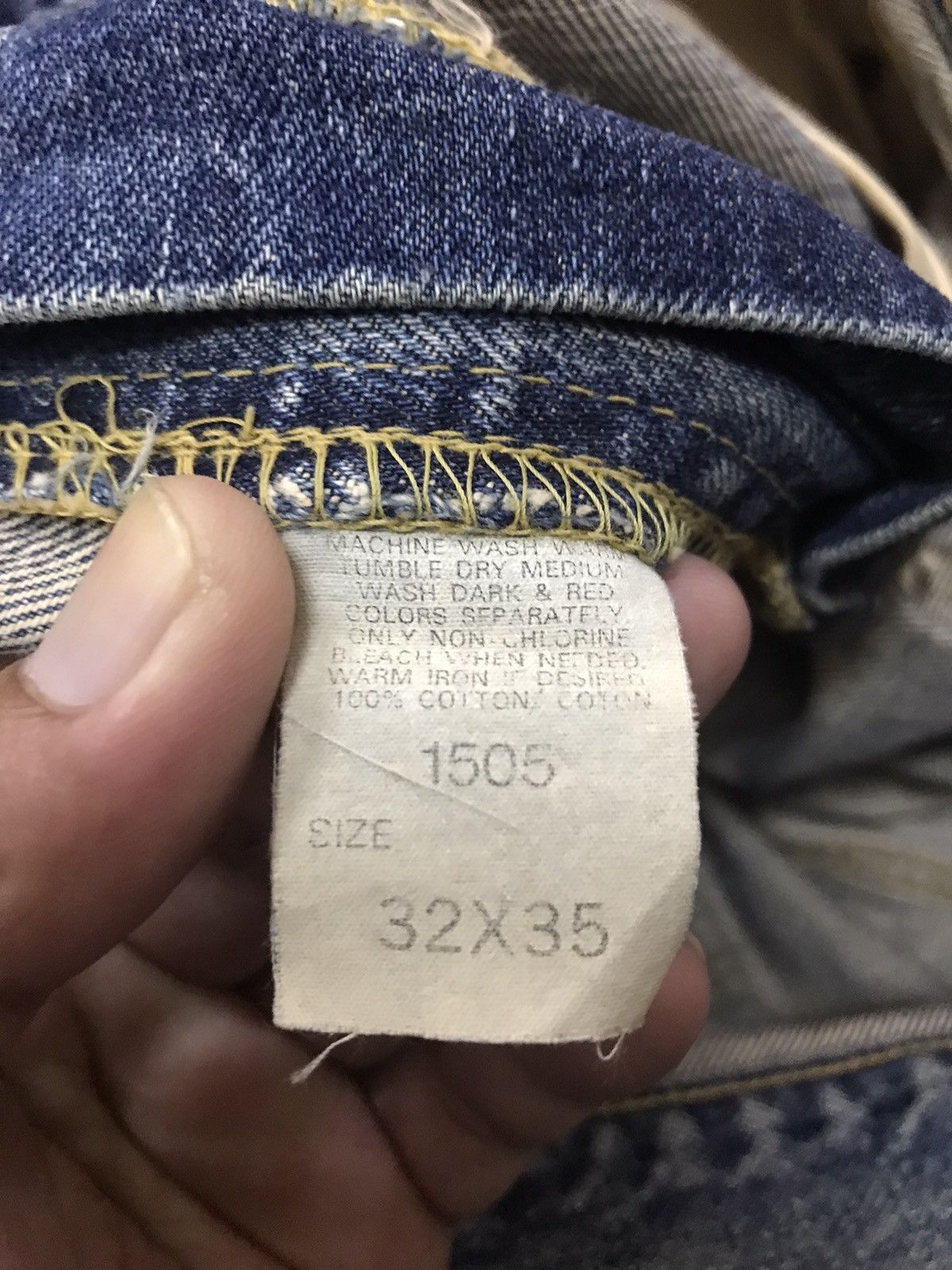 Lee × Vintage Vintage Lee Rider 1505 Dirty Selvedge Jeans Size US 31 - 20 Thumbnail