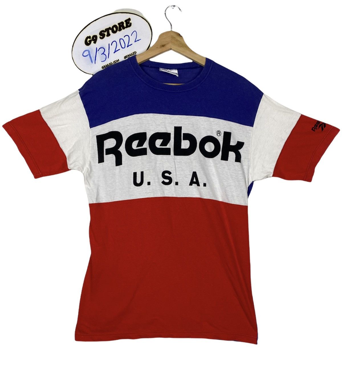 image of Need Gone Vintage Y2K Reebok U.s.a Multicolor Tshirt Tee, Men's (Size Medium)