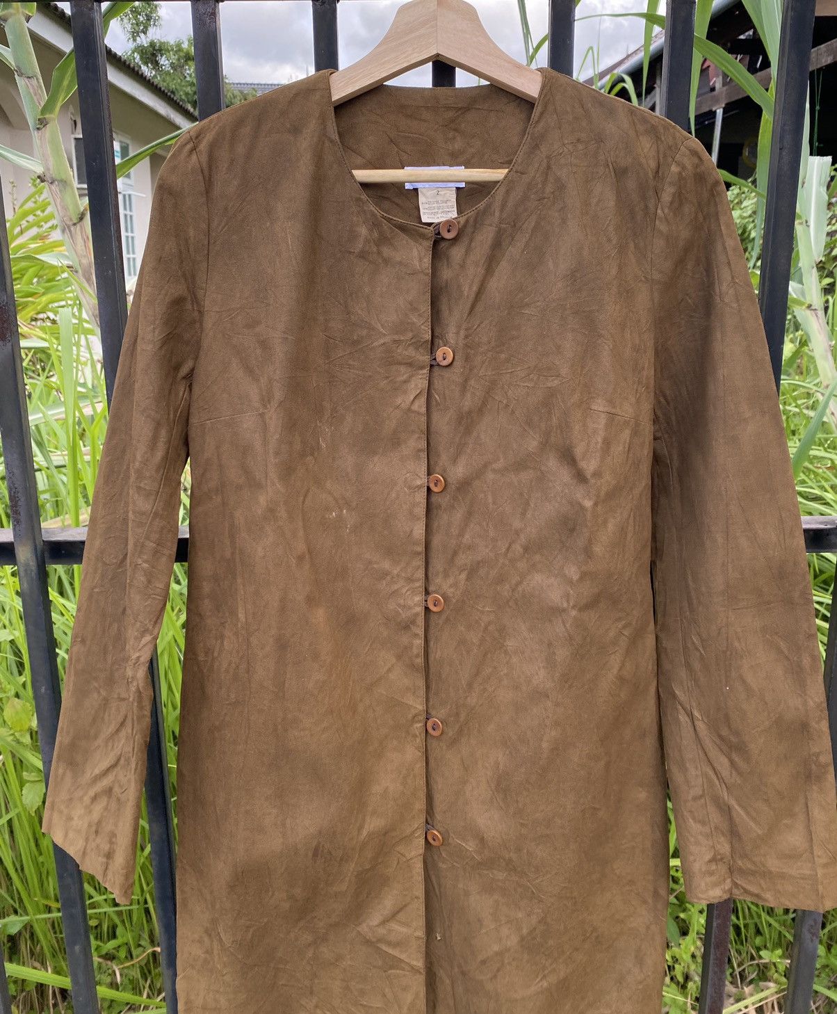 image of Vintage Anvers Leather Long Shirts Button Up, Women's (Size Medium)