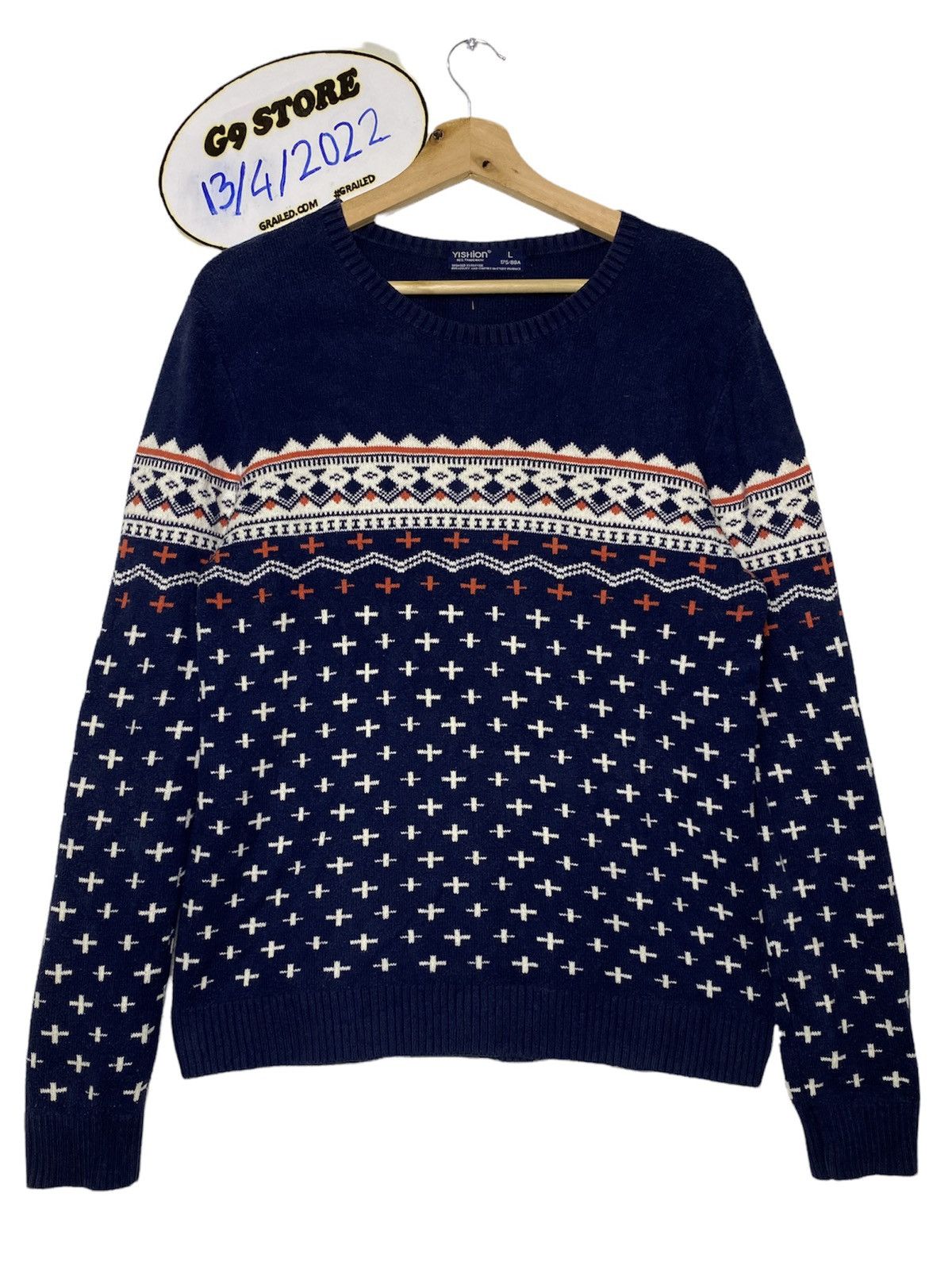 image of Offer Vintage Native Long Sleeve Tshirt By Yishion, Men's (Size Large)
