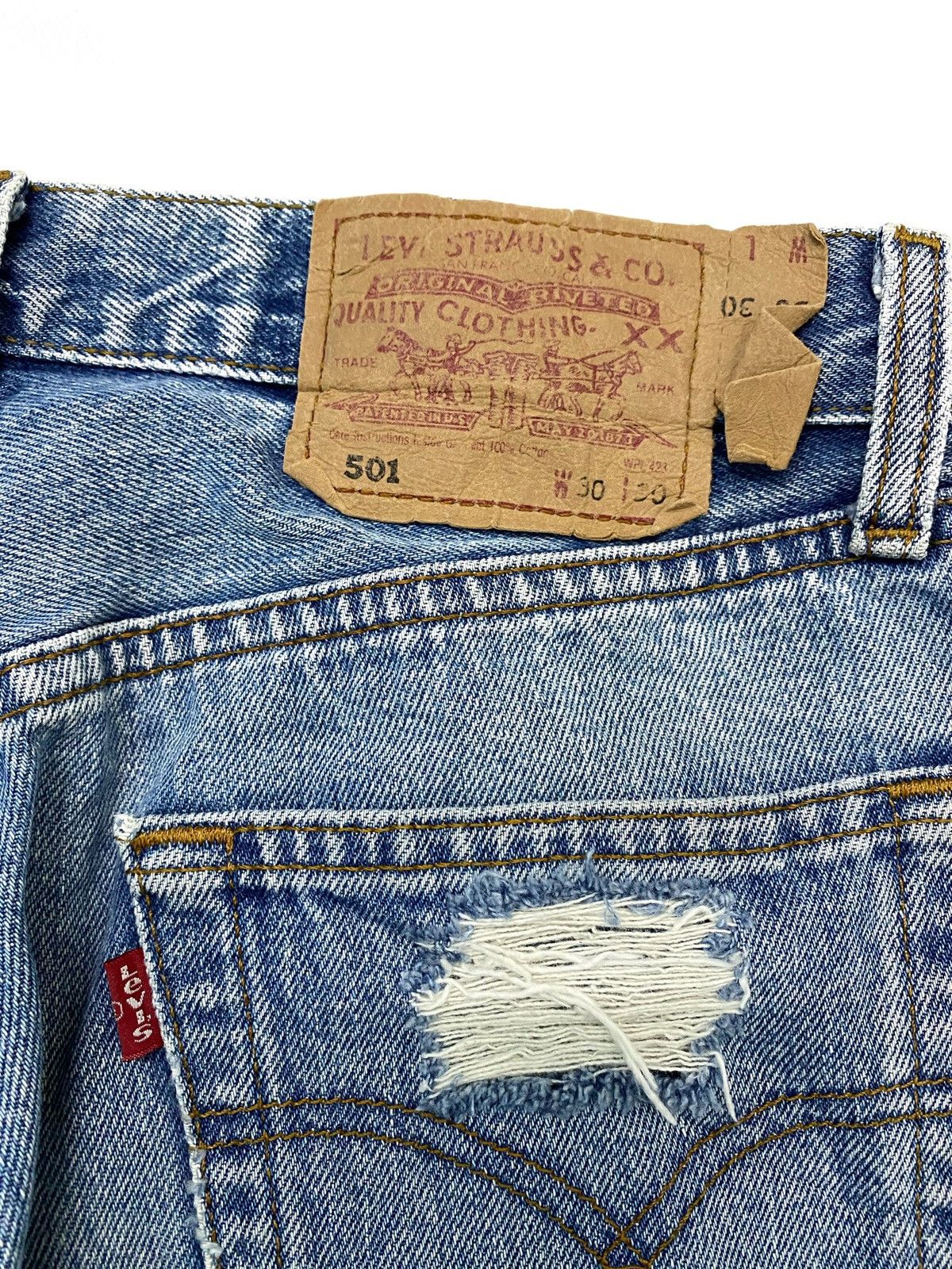 Levi's × Levi's Vintage Clothing Levis 501 Disstressed Style Design Denim Size US 30 / EU 46 - 7 Thumbnail