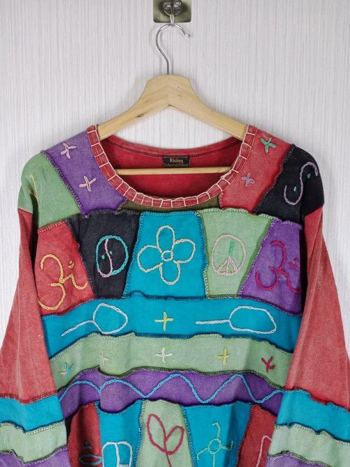 If Six Was Nine Rare Vintage Rising International Pacthwork Sweatshirt Size US M / EU 48-50 / 2 - 2 Thumbnail