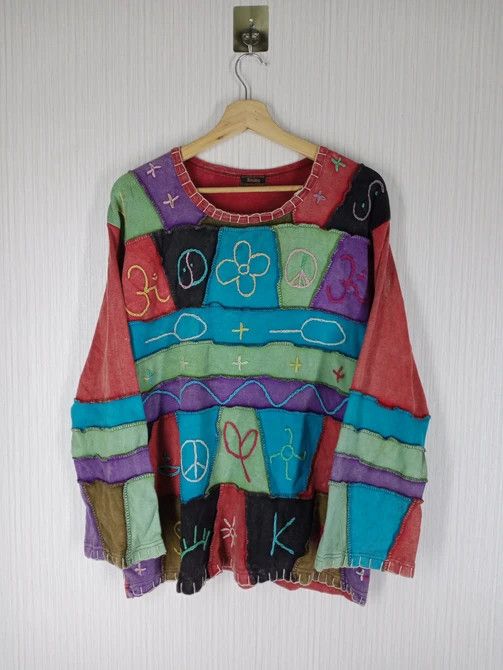 If Six Was Nine Rare Vintage Rising International Pacthwork Sweatshirt Size US M / EU 48-50 / 2 - 1 Thumbnail