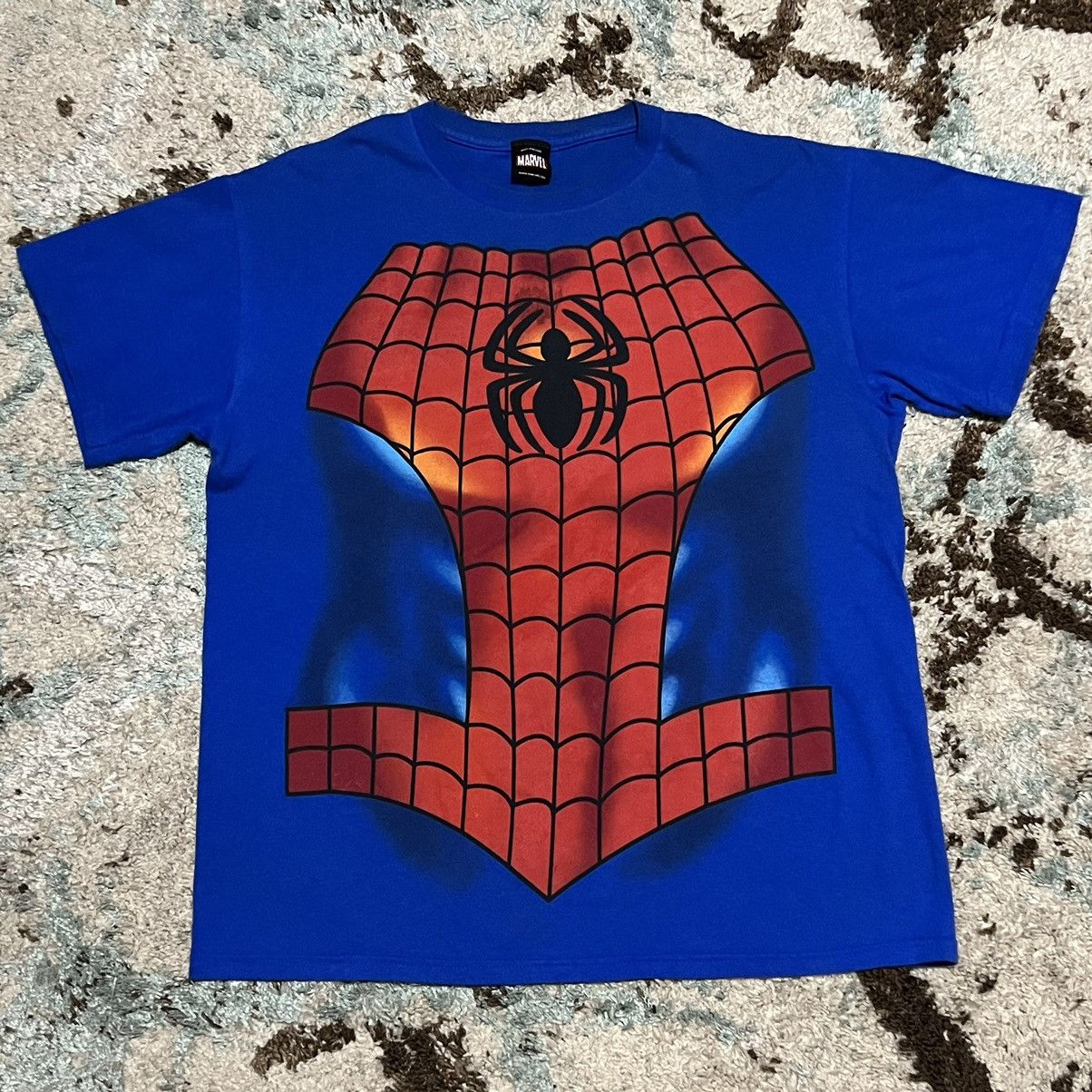 T-shirt MAD ENGINE MARVEL Spiderman - Taille L (38 Poitrine) - Orange Et Bleu - 100% Coton, Neuf Avec étiquettes