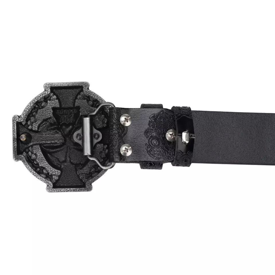 Other Skull Leather Belt Embossed Pattern Cowskin Fashion Buckle Size ONE SIZE - 4 Thumbnail
