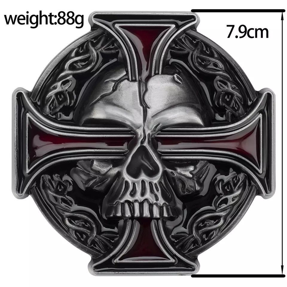 Other Skull Leather Belt Embossed Pattern Cowskin Fashion Buckle Size ONE SIZE - 6 Thumbnail