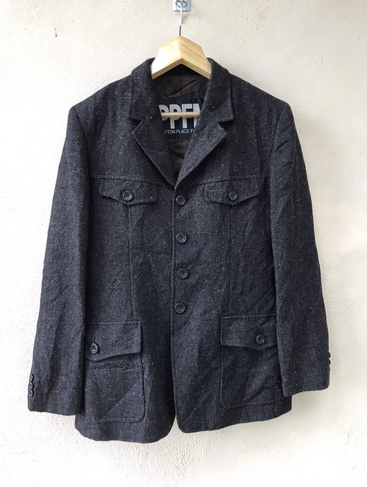 image of Avant Garde x Ppfm Japanesebrand Ppfm Work Wear Wool Jacket in Dark Grey, Men's (Size Medium)