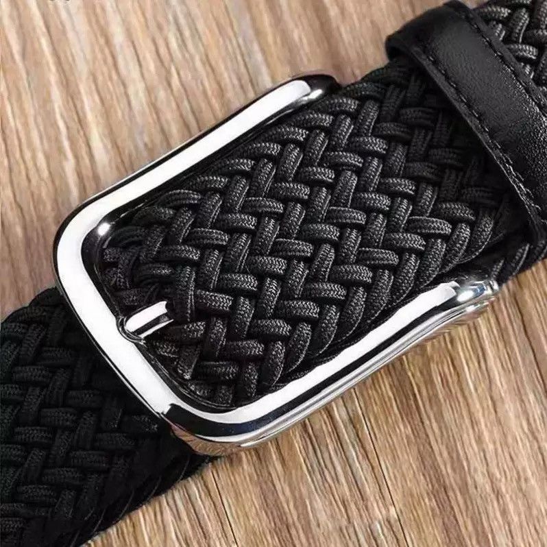 Other High Quality Women Men Knitted Silver Black Pin Buckle Belt Size ONE SIZE - 3 Thumbnail