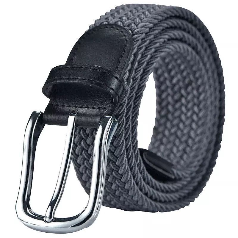 Other High Quality Women Men Knitted Silver Black Pin Buckle Belt Size ONE SIZE - 2 Thumbnail