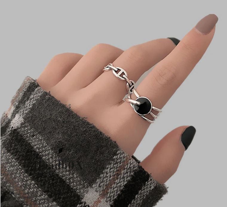 Jewelry Handmade Black Zircon Ring Size ONE SIZE - 2 Thumbnail