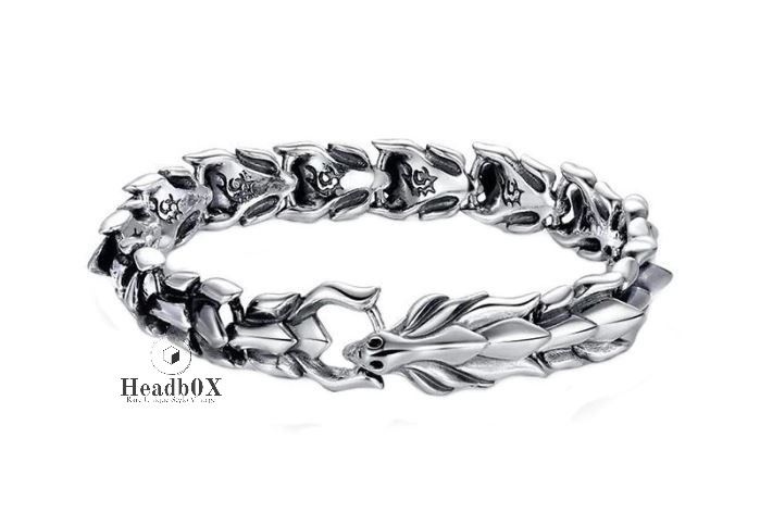 Jewelry Silver Dragon Head Bracelet Size ONE SIZE - 1 Thumbnail