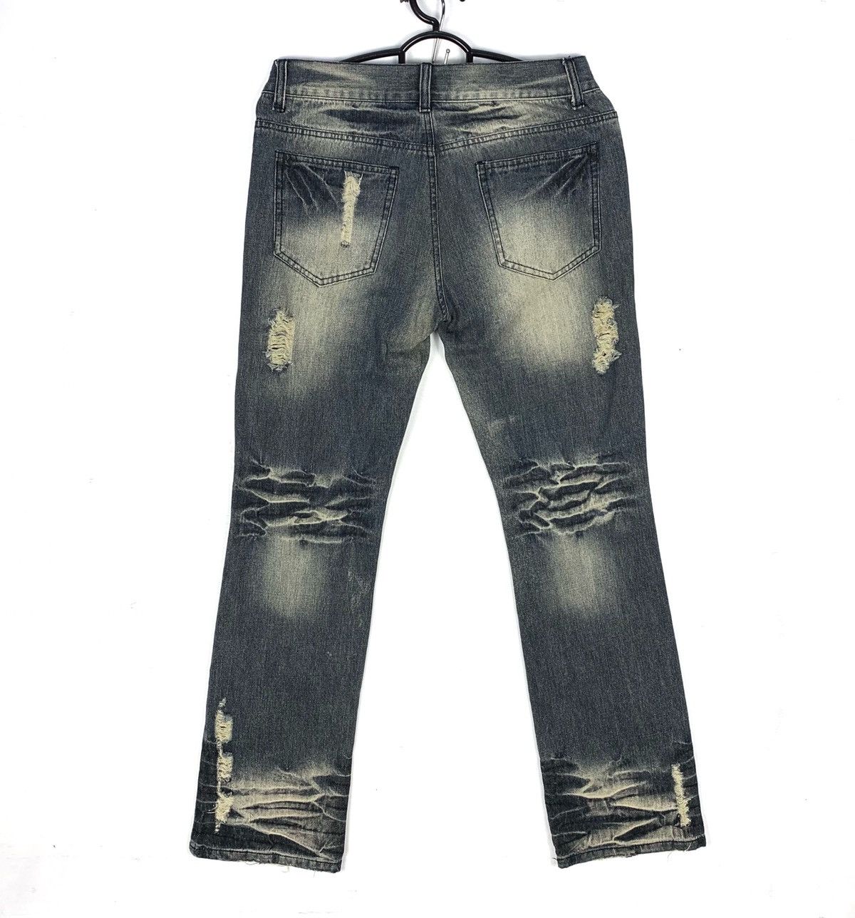 If Six Was Nine Japan Low Box Punk Spike Jeans Patchwork Design Kurt Cobain Size US 31 - 6 Thumbnail