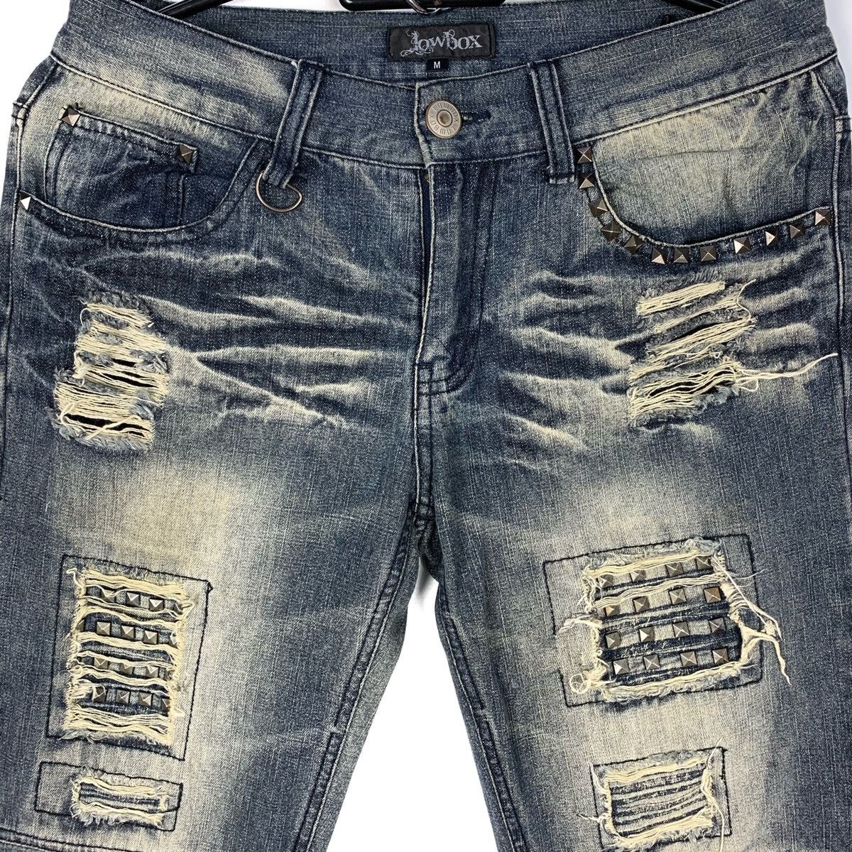 If Six Was Nine Japan Low Box Punk Spike Jeans Patchwork Design Kurt Cobain Size US 31 - 10 Thumbnail