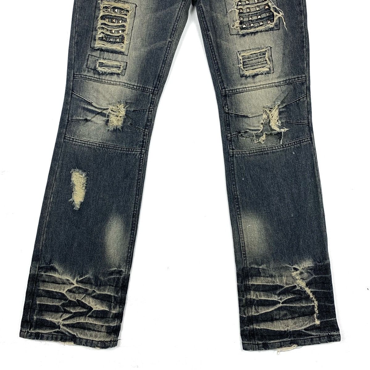If Six Was Nine Japan Low Box Punk Spike Jeans Patchwork Design Kurt Cobain Size US 31 - 8 Thumbnail