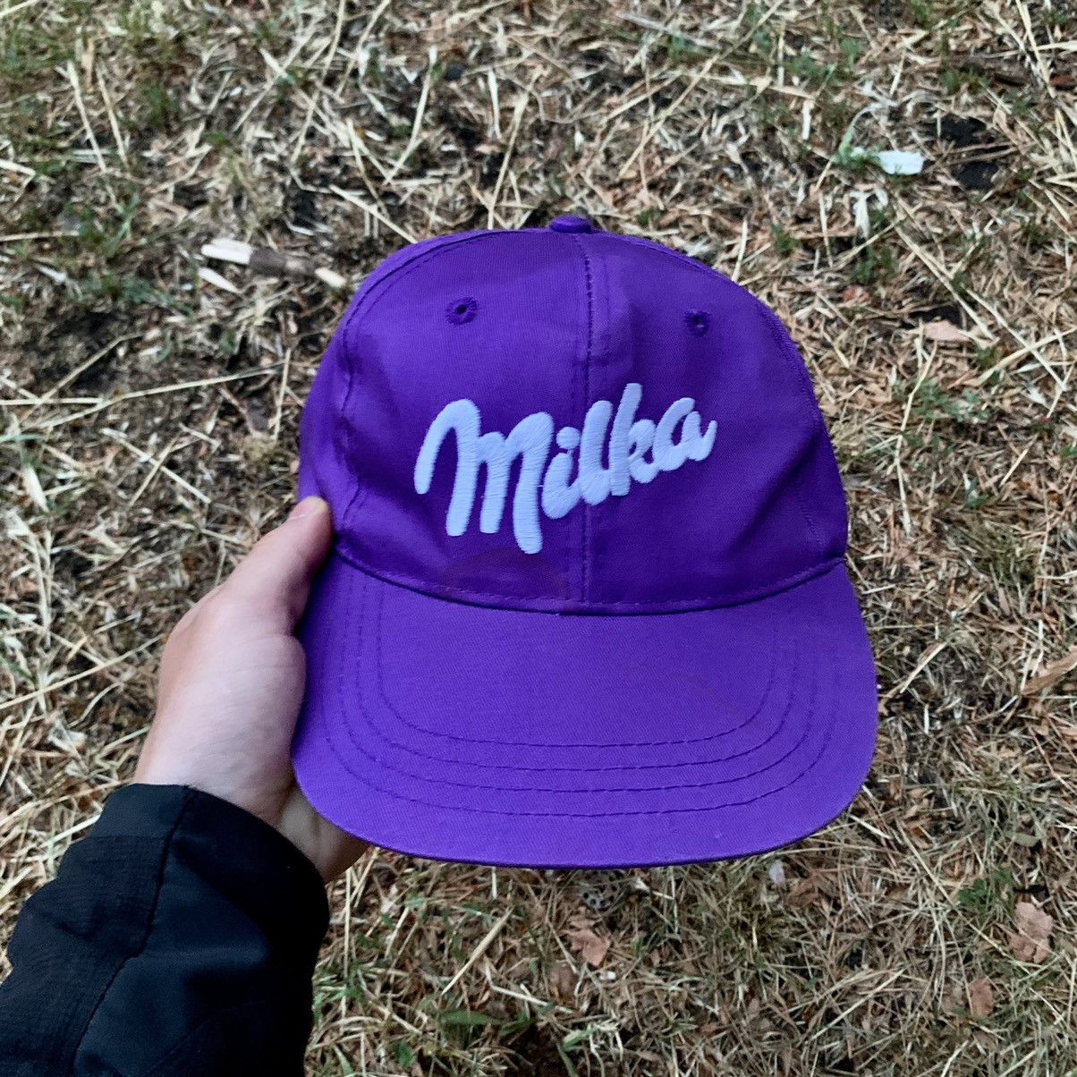 Vintage Vintage 90s Milka Logo Purple Cap Streetwear Distressed OS Size ONE SIZE - 2 Thumbnail