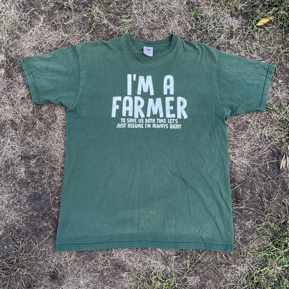 image of Y2K Adult “ I’M A Farmer Swag “ Humor Tee in Black, Men's (Size Large)