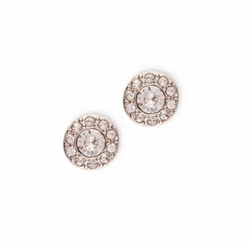 image of Givenchy Gold Iced Out Crystal Earrings , Men's
