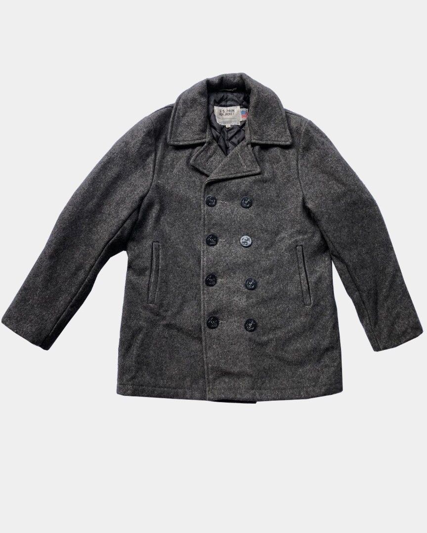 Schott VINTAGE OFFER Schott NYC Wool Pea Coat 740N, Grey Sz M Size US M / EU 48-50 / 2 - 3 Thumbnail