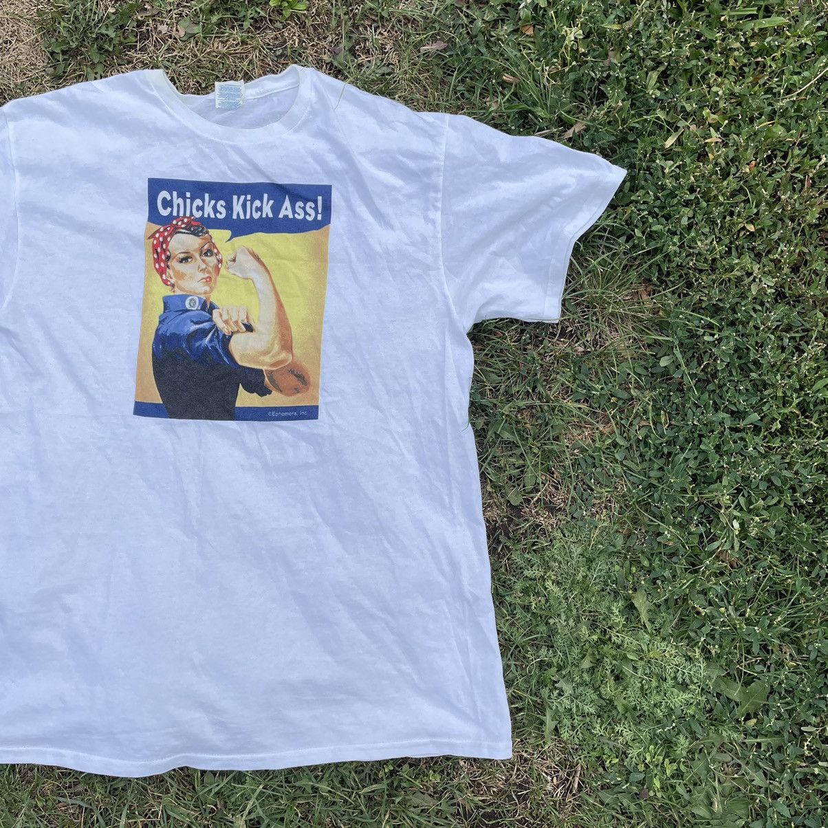 Vintage Vintage Y2K Graphic Tee Chicks Kick Ass Humor Streetwear M Size US M / EU 48-50 / 2 - 2 Thumbnail