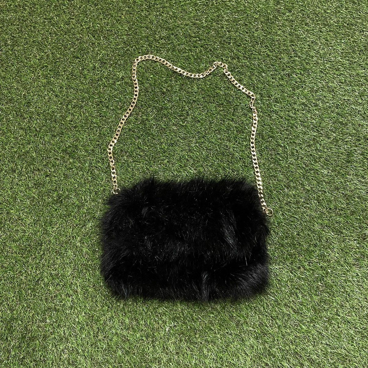 Vintage Vintage Y2K Black Mohair Fuzzy Crossbody Bag Streetwear OS Size ONE SIZE - 1 Thumbnail