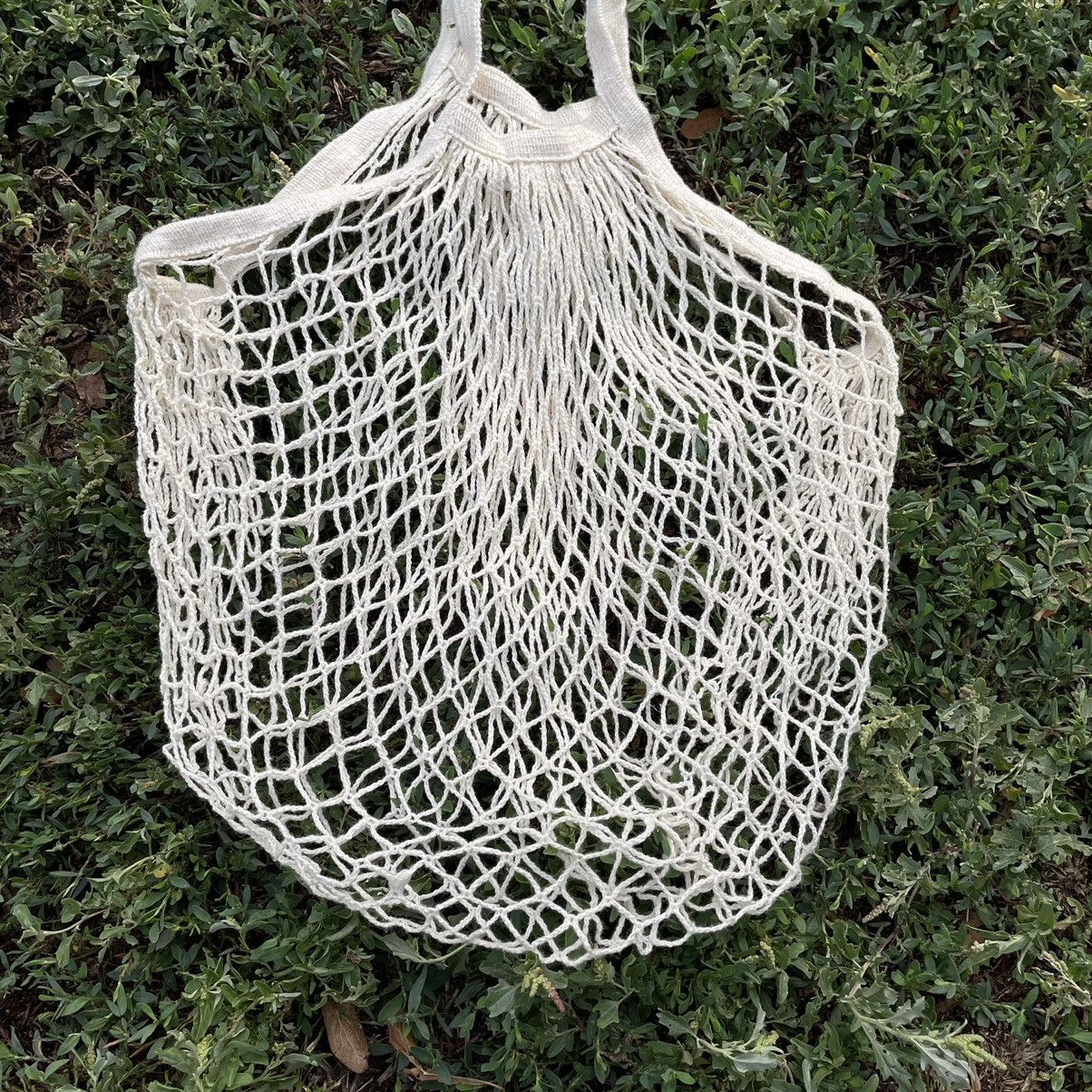 Vintage Vintage Y2K Cream Mesh Net Shopper Bag Streetwear Cropped OS Size ONE SIZE - 2 Thumbnail