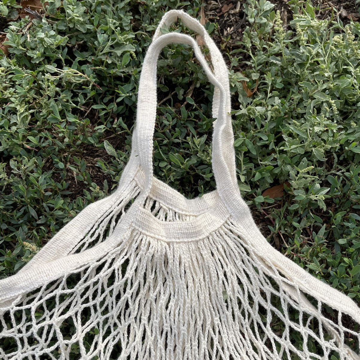 Vintage Vintage Y2K Cream Mesh Net Shopper Bag Streetwear Cropped OS Size ONE SIZE - 3 Thumbnail