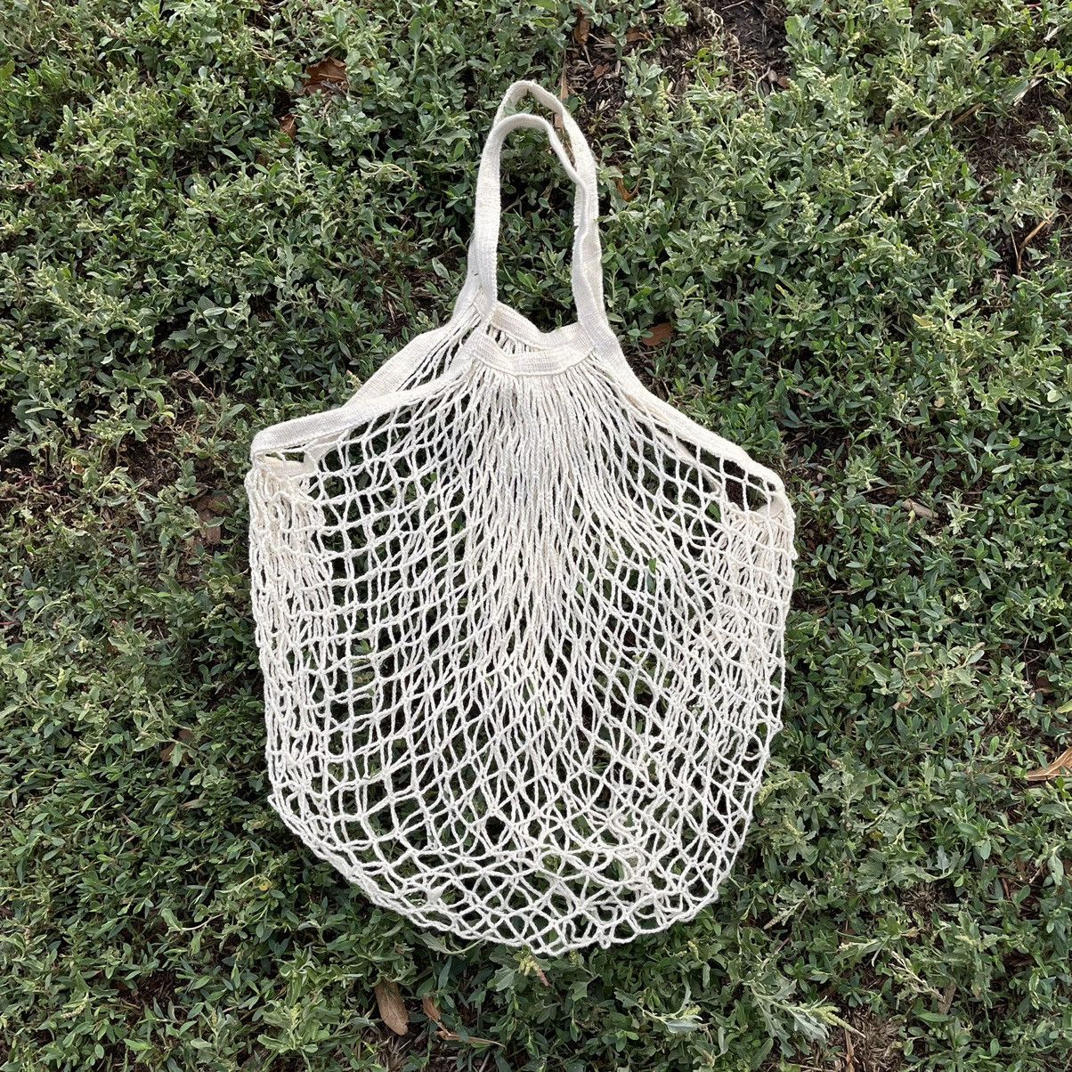 Vintage Vintage Y2K Cream Mesh Net Shopper Bag Streetwear Cropped OS Size ONE SIZE - 1 Thumbnail