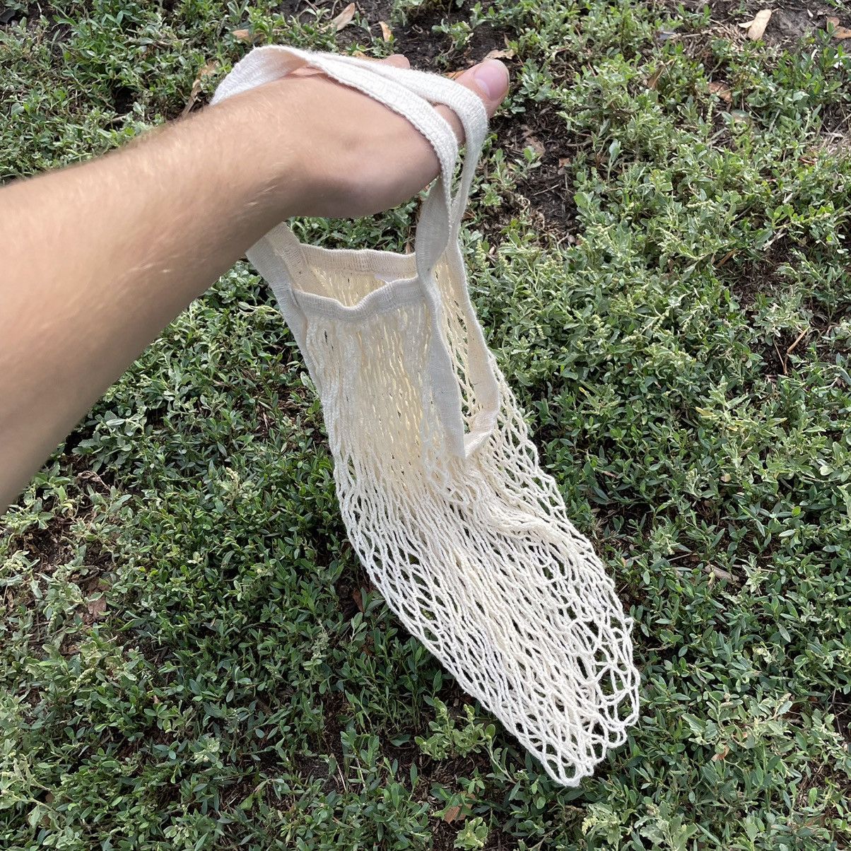 Vintage Vintage Y2K Cream Mesh Net Shopper Bag Streetwear Cropped OS Size ONE SIZE - 4 Thumbnail