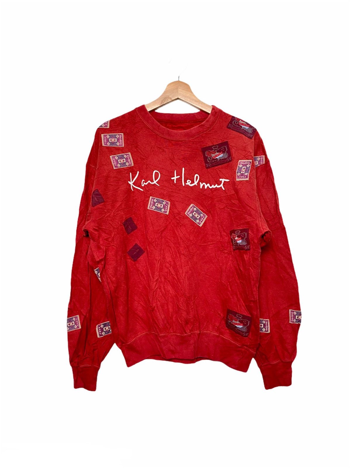 Japanese Brand Vintage Karl Helmut Patch Work Crewneck Size US M / EU 48-50 / 2 - 1 Thumbnail