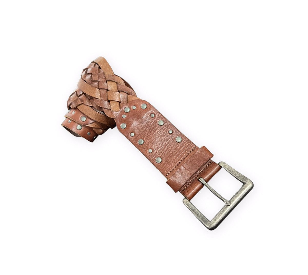 image of Buckle x Genuine Leather Unbrand Braided Seditionaries Genuine Leather Belt, Men's