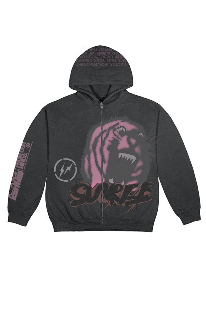 image of Travis Scott Fragment Sunrise Zip-Up Hoodie Black, Men's (Size Medium)