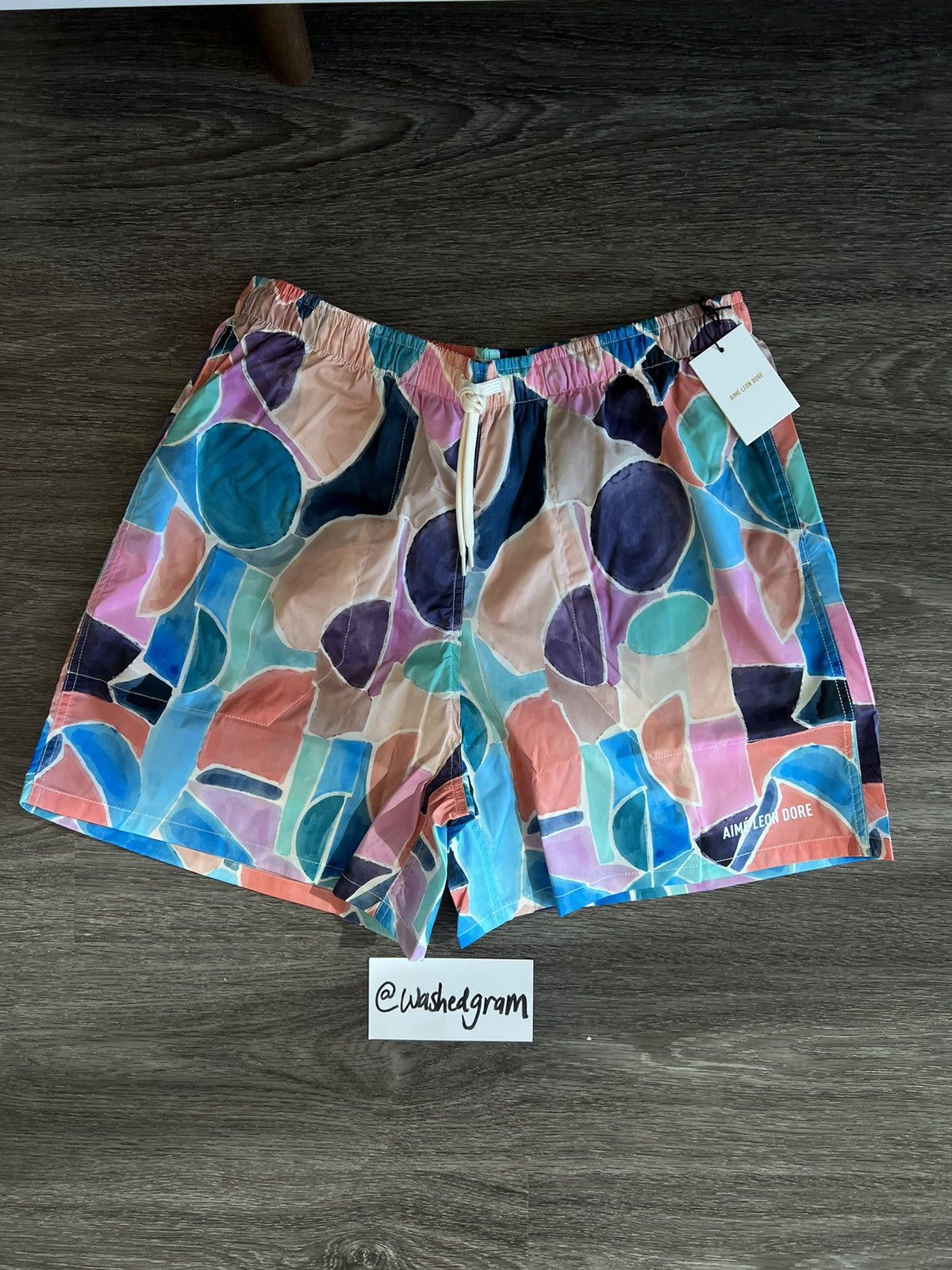 Watercolor Floral Print Swim Short In Blue