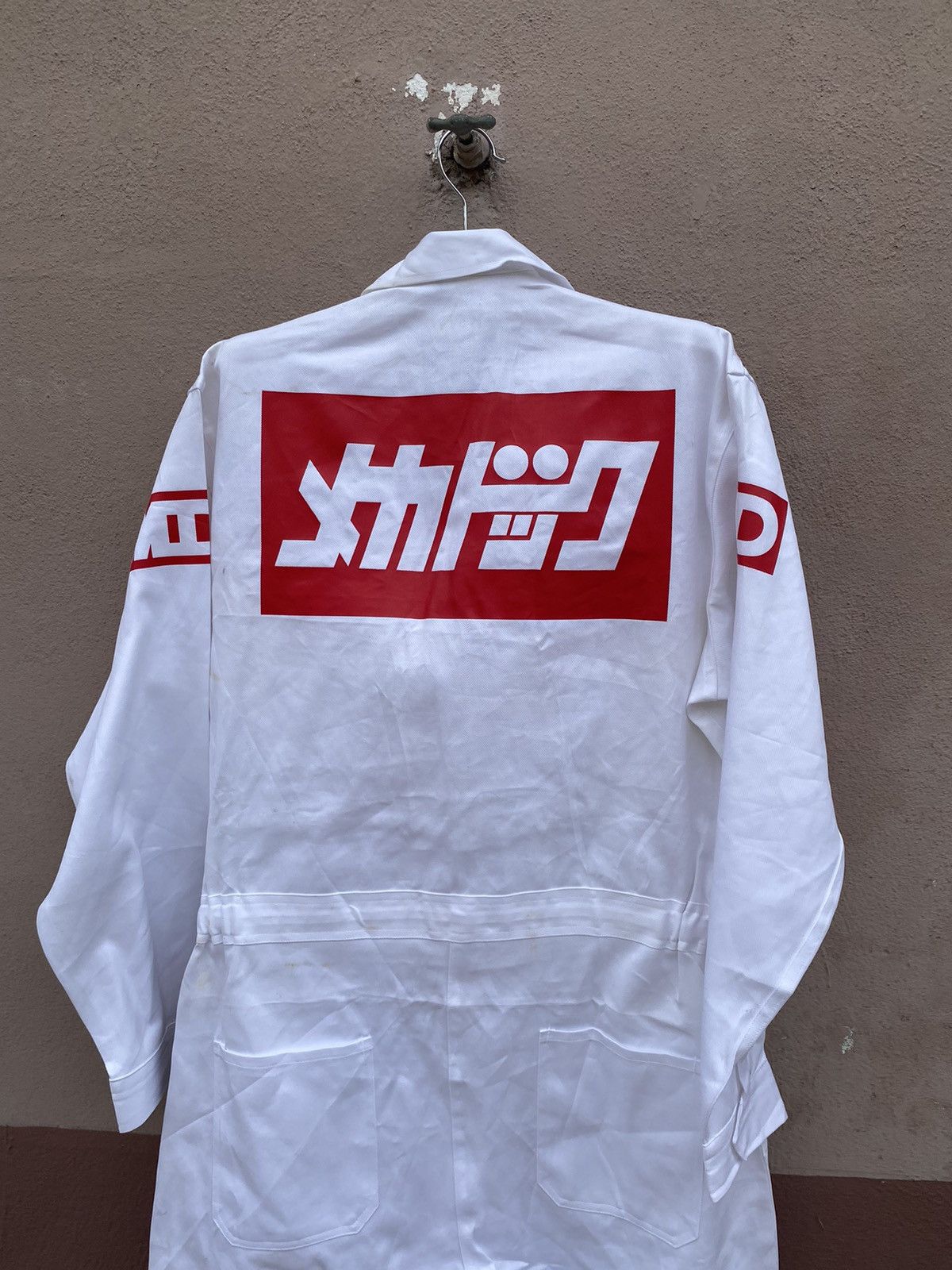 image of Anima x Racing Cospa Anime Miracle Tuning Car Roman Coverall in White, Men's (Size 32)
