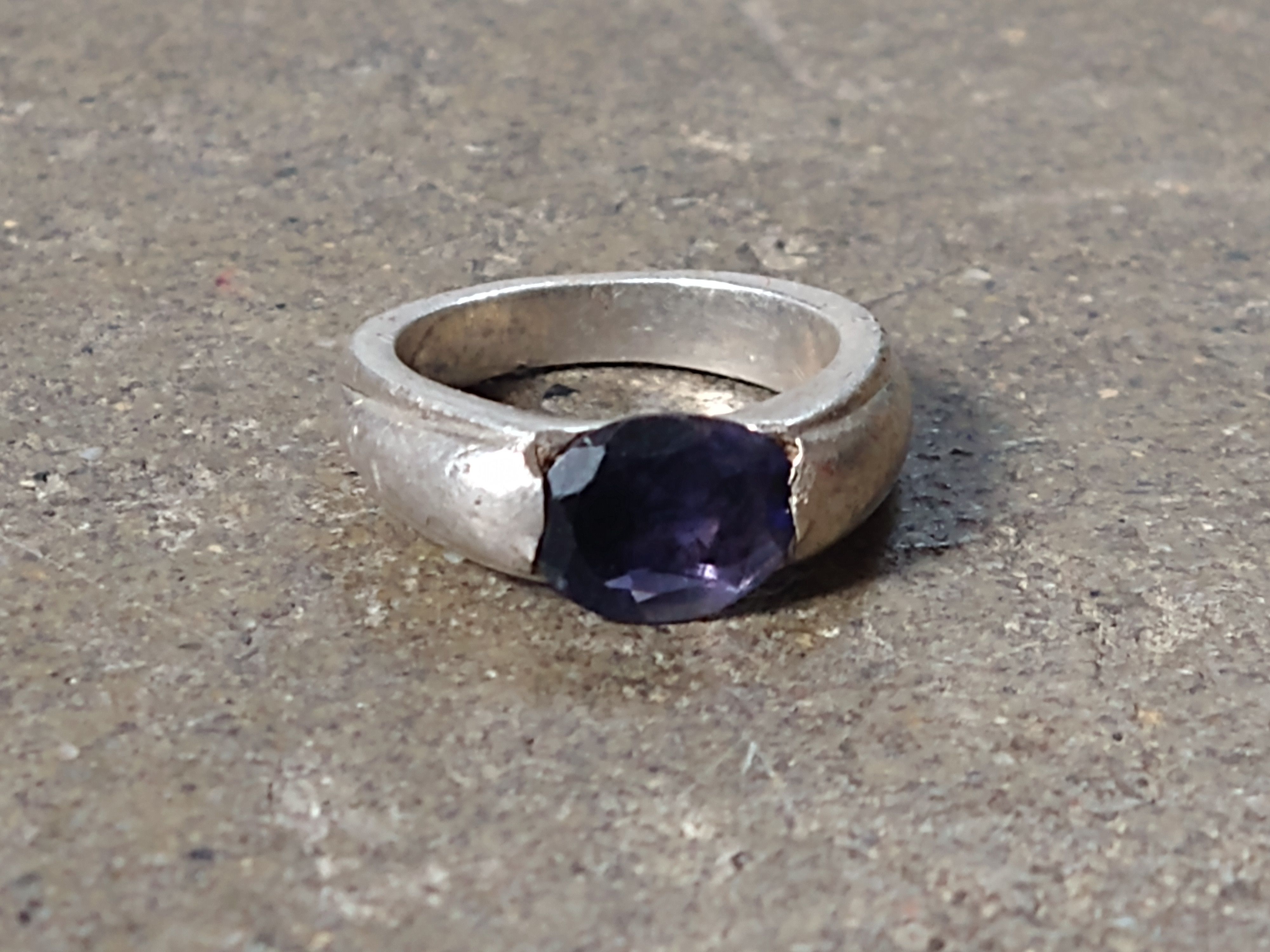 Jewelry Vintage Sterling Silver Ring Size 6.75 Blue CZ Oval Faceted Size ONE SIZE - 2 Thumbnail