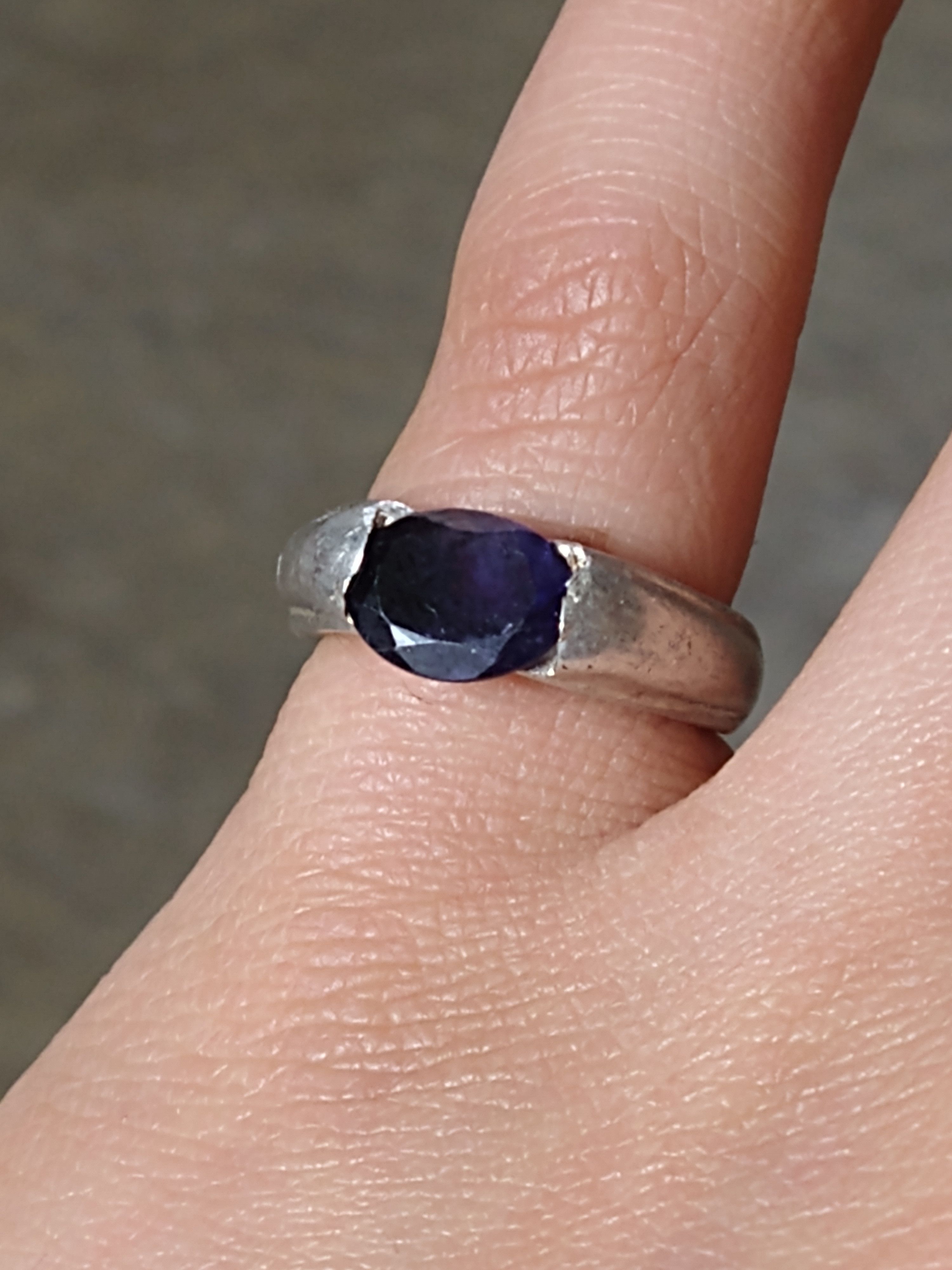 Jewelry Vintage Sterling Silver Ring Size 6.75 Blue CZ Oval Faceted Size ONE SIZE - 13 Thumbnail
