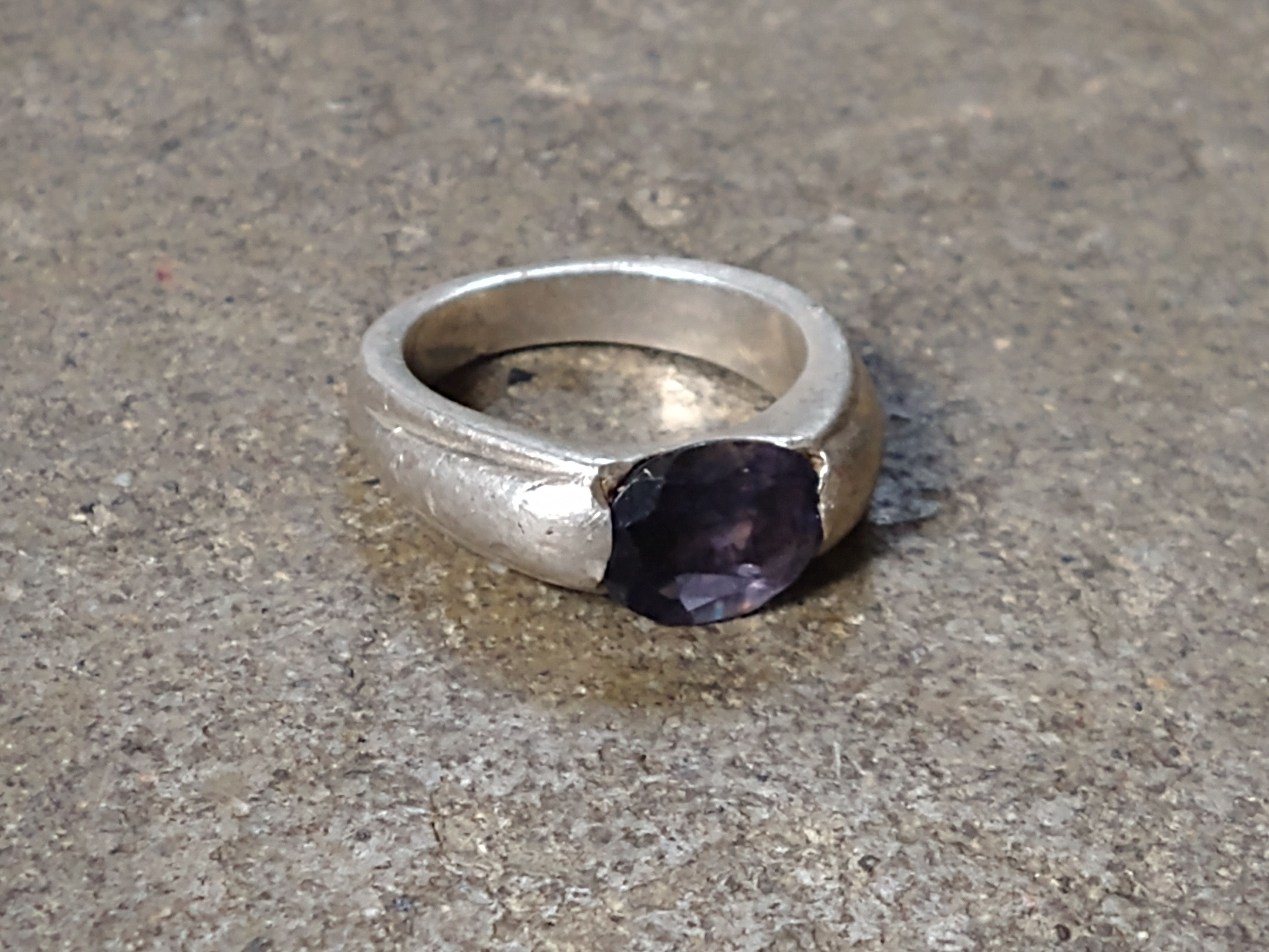 Jewelry Vintage Sterling Silver Ring Size 6.75 Blue CZ Oval Faceted Size ONE SIZE - 1 Thumbnail