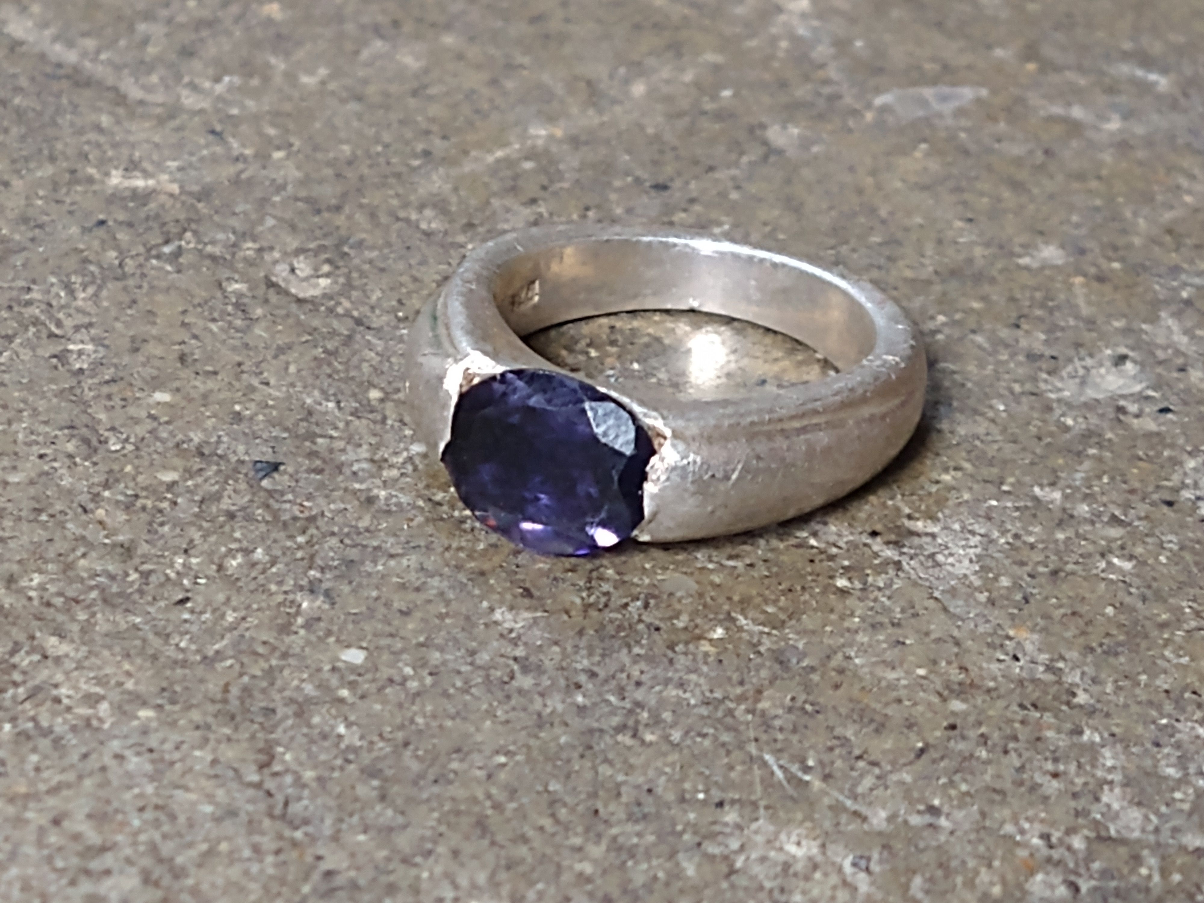 Jewelry Vintage Sterling Silver Ring Size 6.75 Blue CZ Oval Faceted Size ONE SIZE - 3 Thumbnail