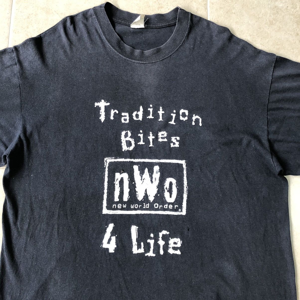 image of Vintage Single Stitch Nwo New World Order T Shirt in Black, Men's (Size XL)