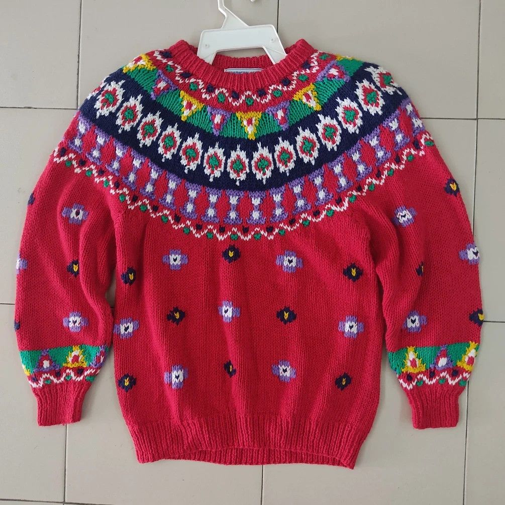 Northern Isles Knitted bye Hand Red Knitwear Jumper