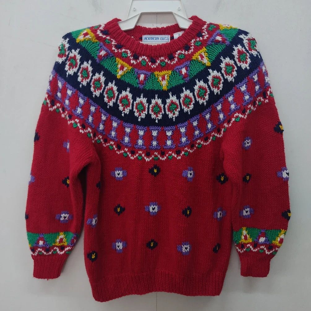 Northern Isles Northern Isles Knitted bye Hand Red Knitwear Jumper Size S / US 4 / IT 40 - 2 Thumbnail