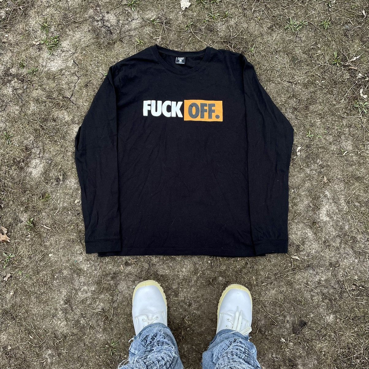 Vintage Y2K Fuck Off Graphic Tee Streetwear Skate Black Slim Boxy XL Size US XL / EU 56 / 4 - 1 Thumbnail