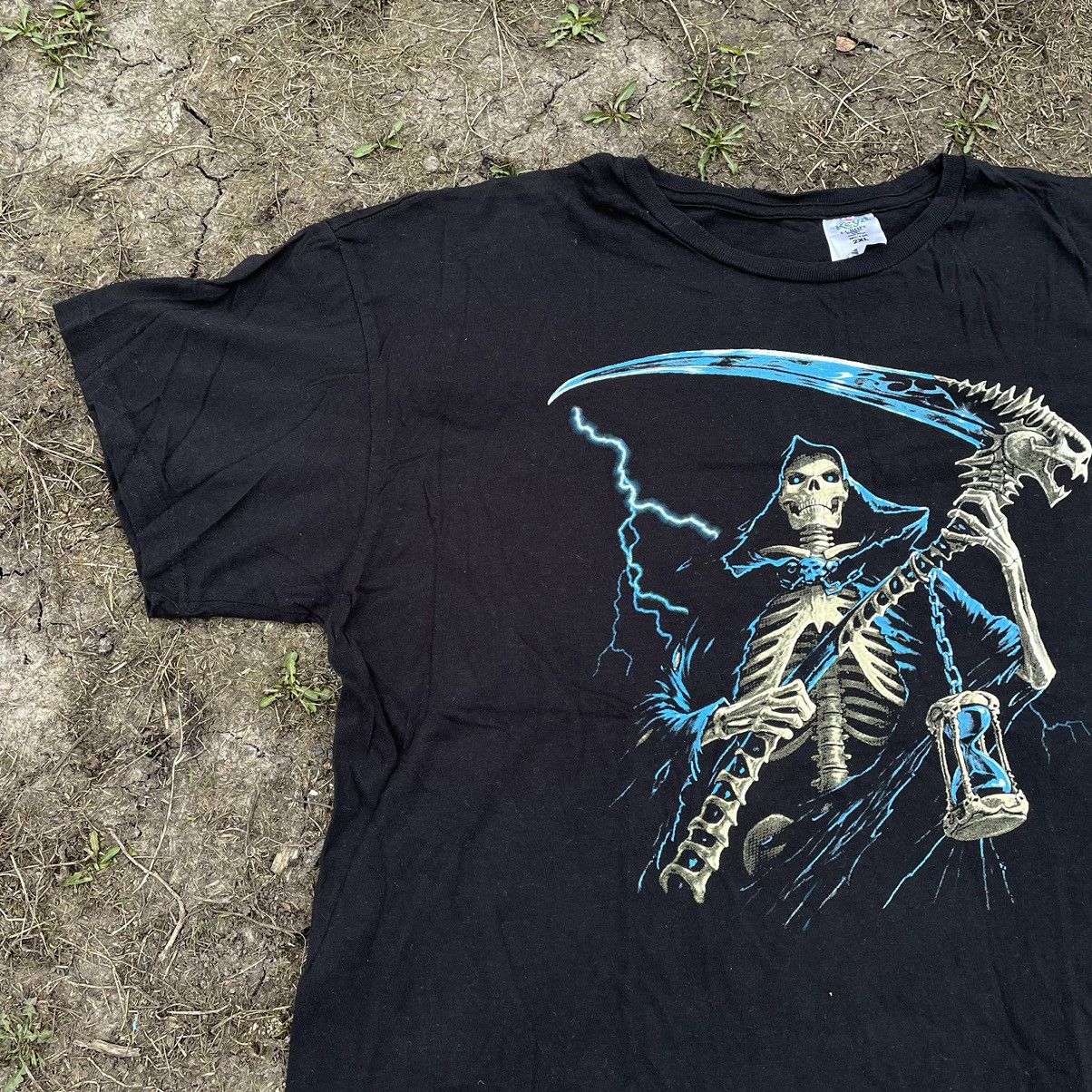 Vintage Vintage 90s Skeleton Reaper Graphic Tee Grim Grunge Boxy XL Size US XL / EU 56 / 4 - 5 Thumbnail